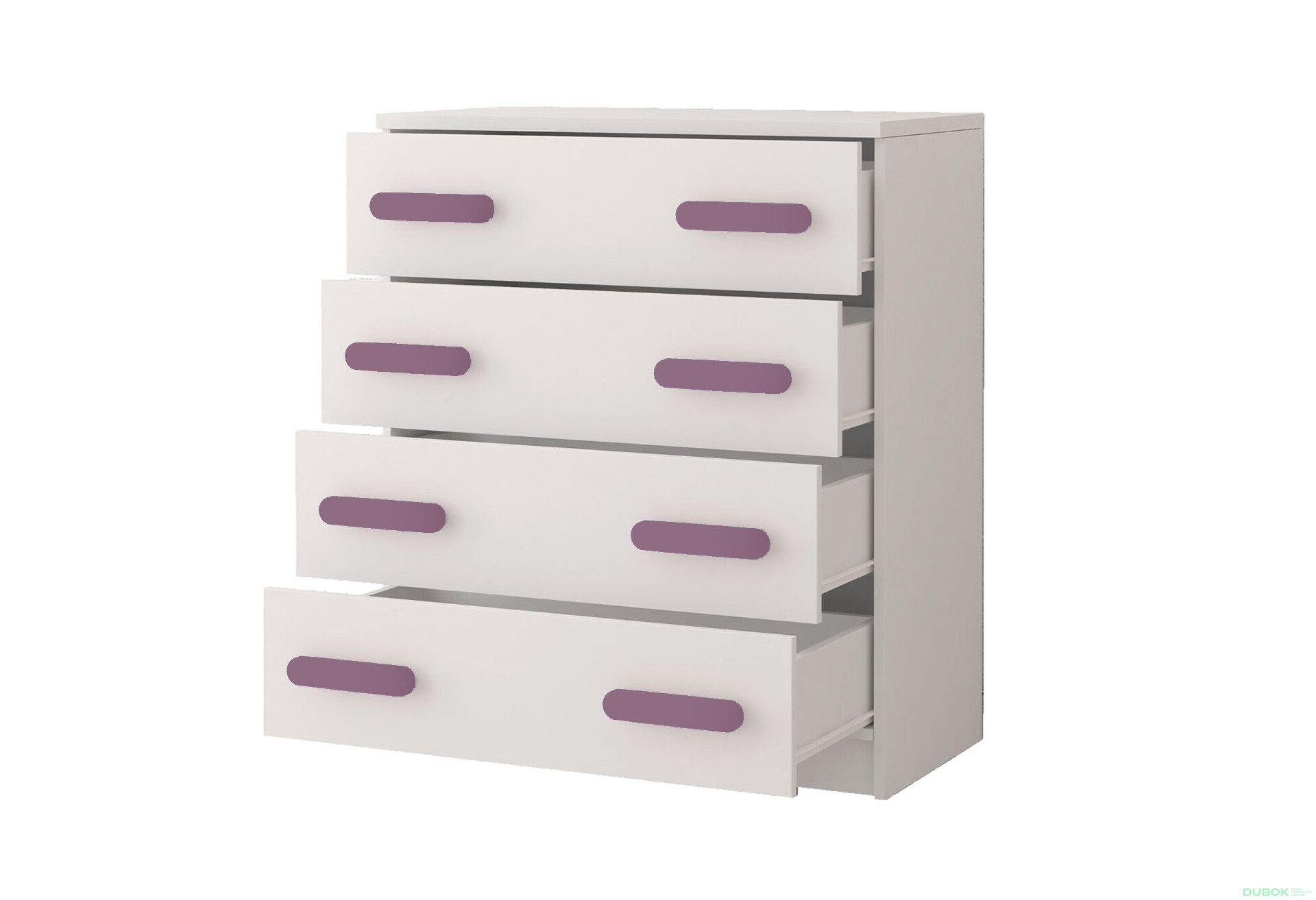 Fotografia 2 - Komoda 4S Šmyk biela, úchytky vres Idczak meble