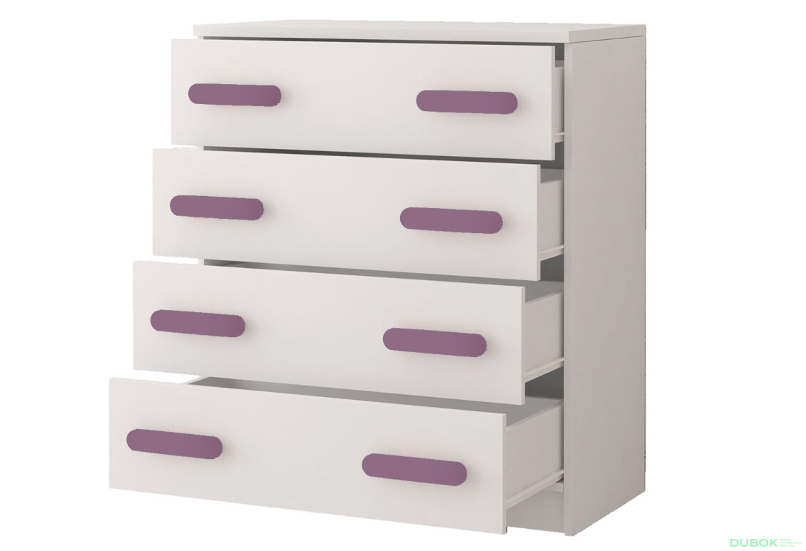 Fotografia 2 - Komoda 4S Šmyk biela, úchytky vres Idczak meble