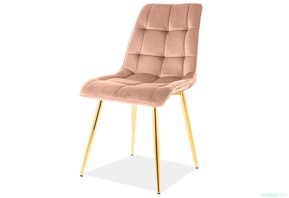 Stolička Chic Velvet béžový Bluvel 28, zlatý kov