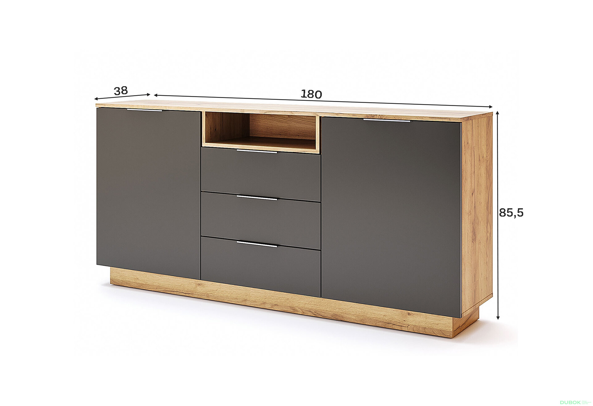 Fotografia 3 - Komoda 2dv 3šu Lava / dub kraft Luna