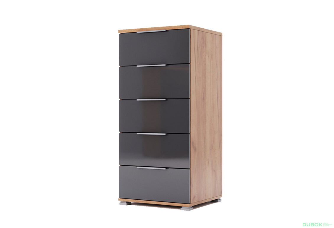 Komoda 5 zásuviek Lava / dub kraft Luna