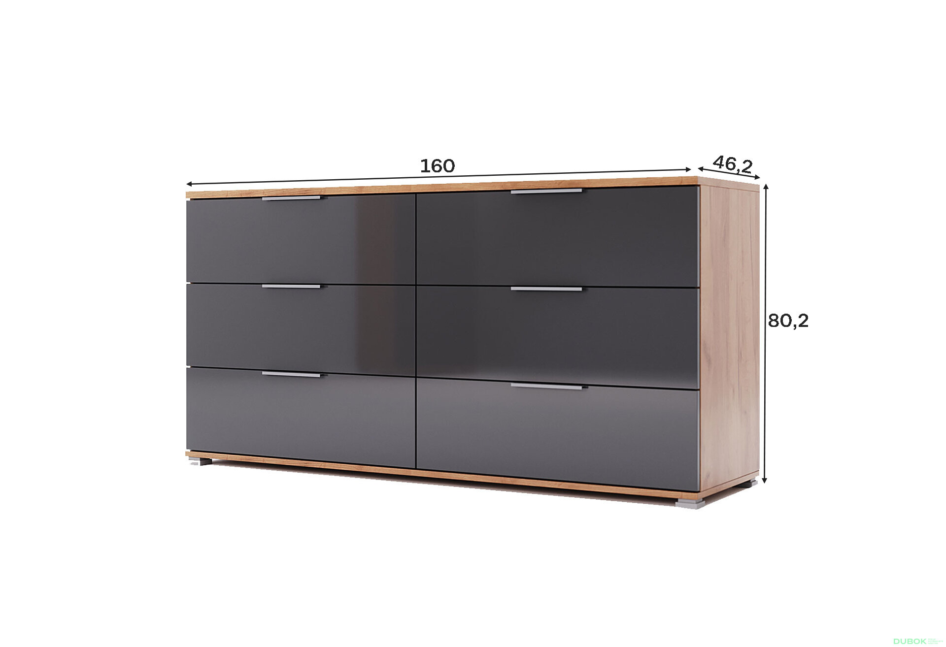 Fotografia 4 - Komoda 6 šu Lava / dub kraft Luna