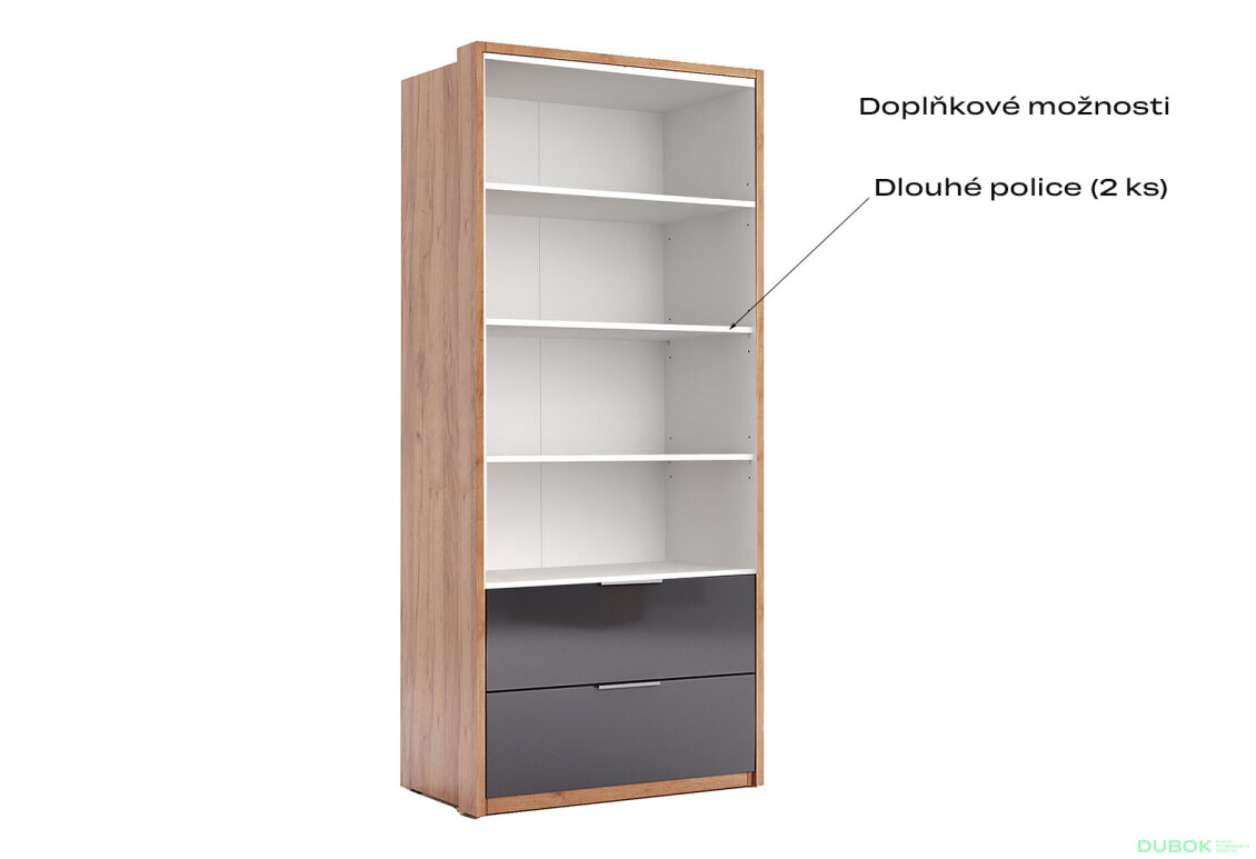 Fotografia 3 - Skriňa 2dv 2šx bez zrkadiel, séria N Lava / dub kraft Luna