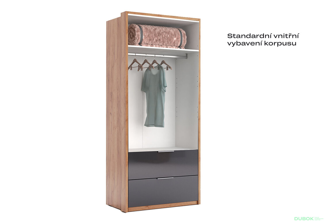 Fotografia 4 - Skriňa 2dv 2šx bez zrkadiel, séria N Lava / dub kraft Luna