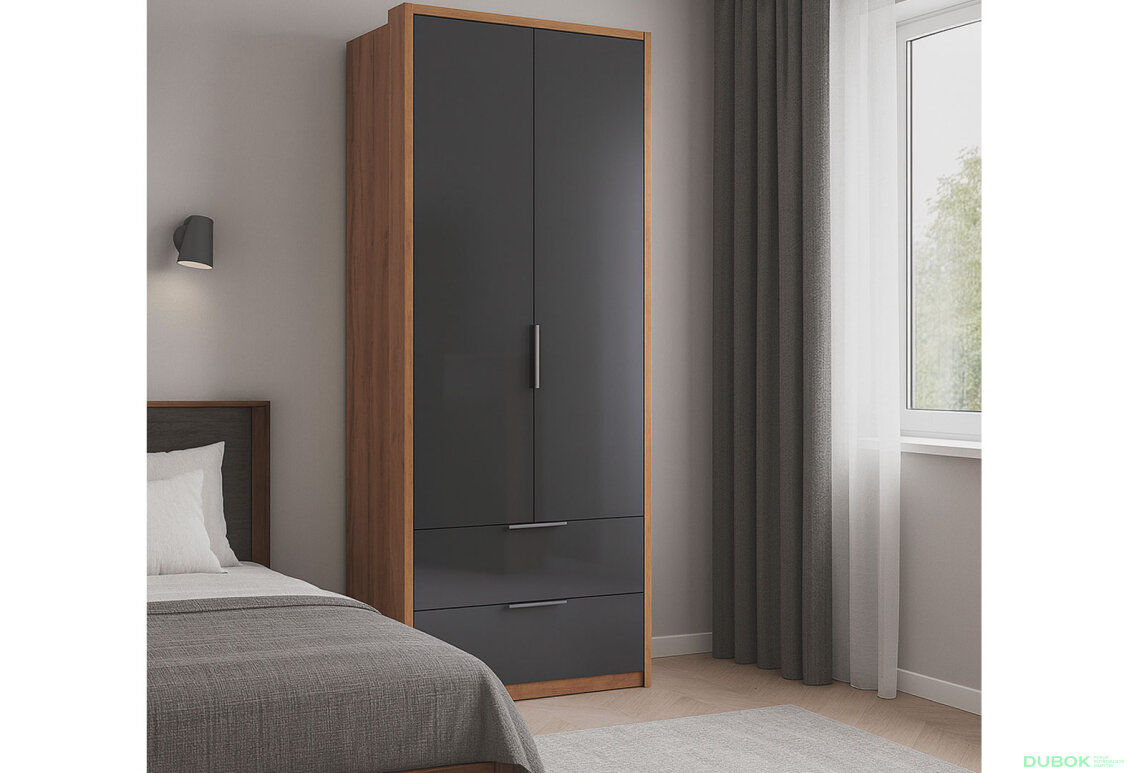 Fotografia 5 - Skriňa 2dv 2šx bez zrkadiel, séria N Lava / dub kraft Luna