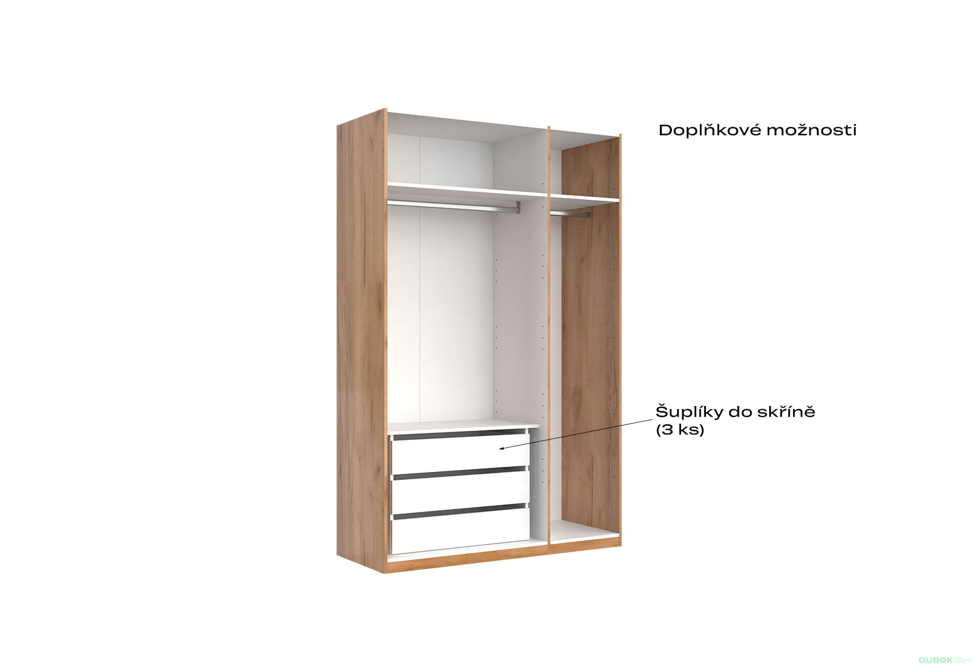 Fotografia 5 - Skriňa 3dv so zrkadlom, séria N Lava / dub kraft Luna