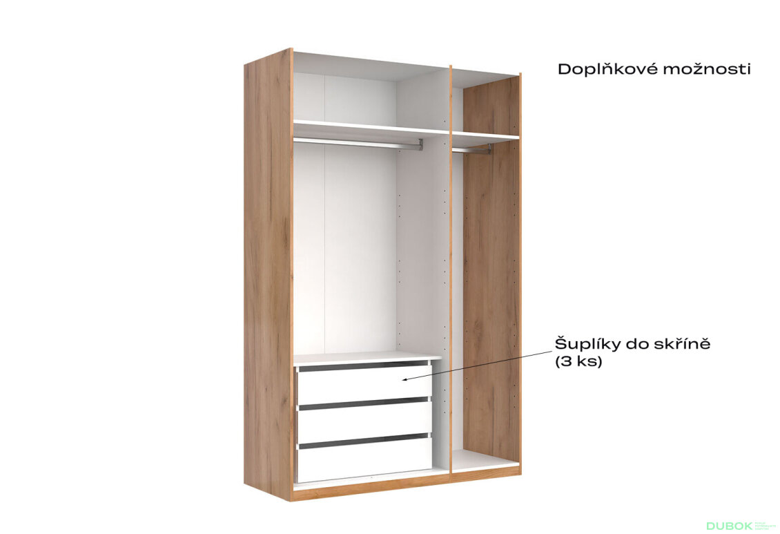 Fotografia 5 - Skriňa 3dv so zrkadlom, séria N Lava / dub kraft Luna