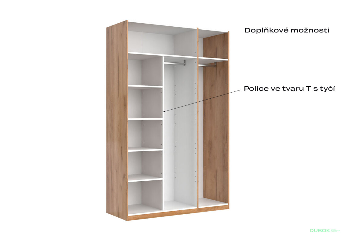 Fotografia 10 - Skriňa 3dv so zrkadlom, séria N Lava / dub kraft Luna