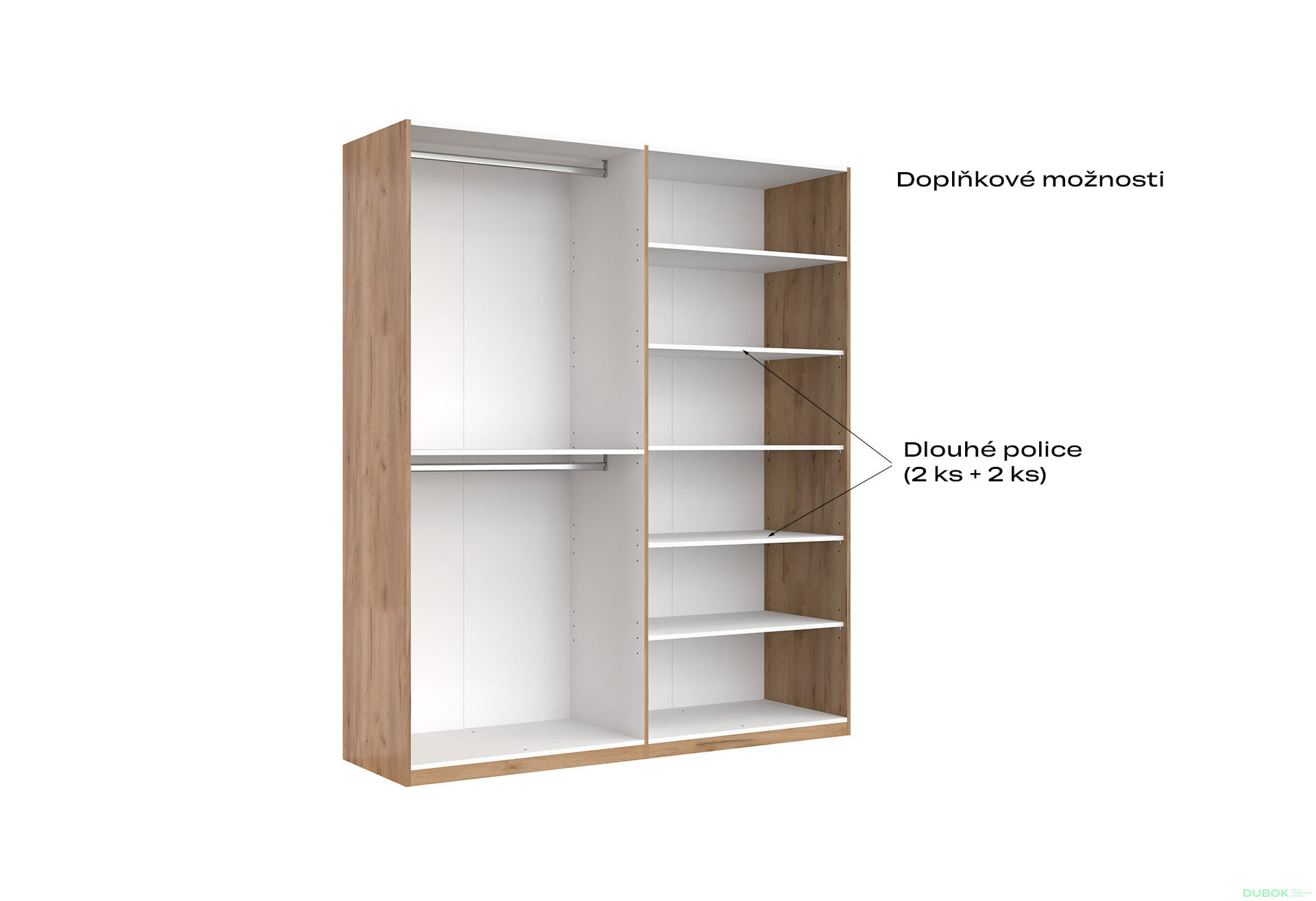 Fotografia 7 - Skriňa 4dv so zrkadlami, séria N Lava / dub kraft Luna