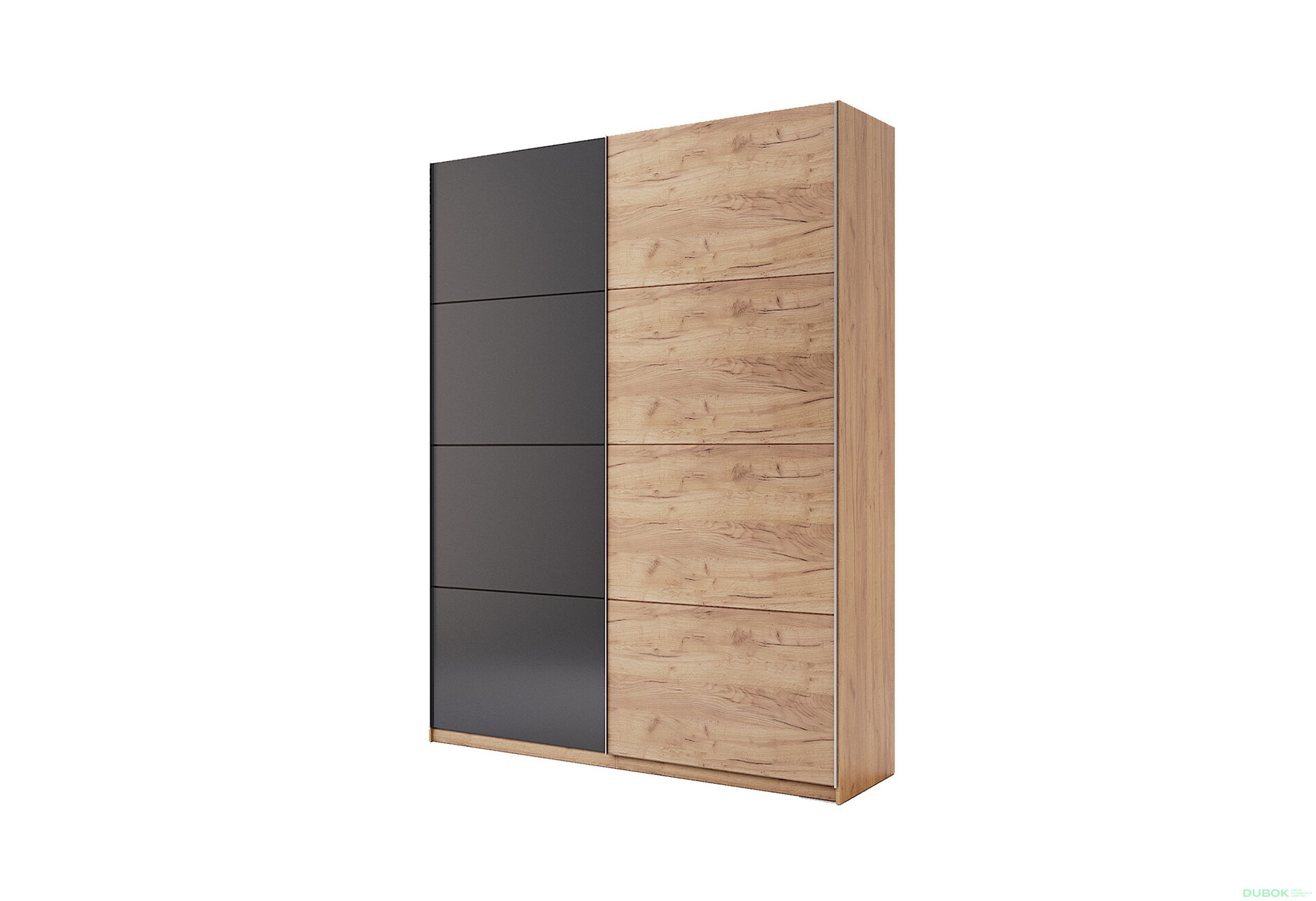 Skriňa s posuvnými dverami 1,5x2,4m (Dvere Dub Kraft/Mat Láva), séria N Luna - Fotografia 1 Fotografia 1 - Skriňa s posuvnými dverami 1,5x2,4m (Dvere Dub Kraft/Mat Láva), séria N Luna