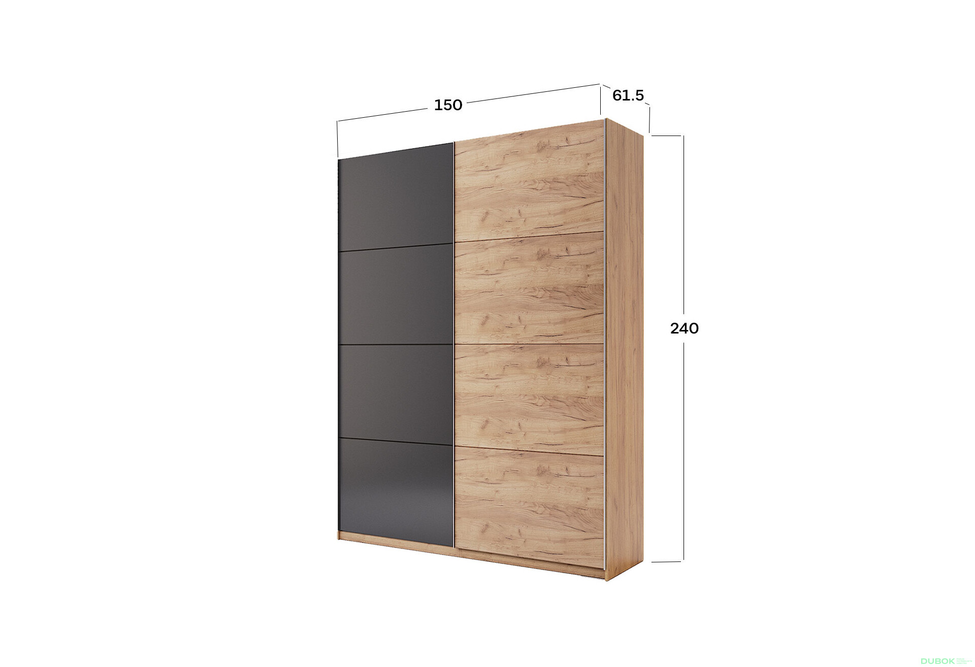 Skriňa s posuvnými dverami 1,5x2,4m (Dvere Dub Kraft/Mat Láva), séria N Luna - Fotografia 17 Fotografia 17 - Skriňa s posuvnými dverami 1,5x2,4m (Dvere Dub Kraft/Mat Láva), séria N Luna