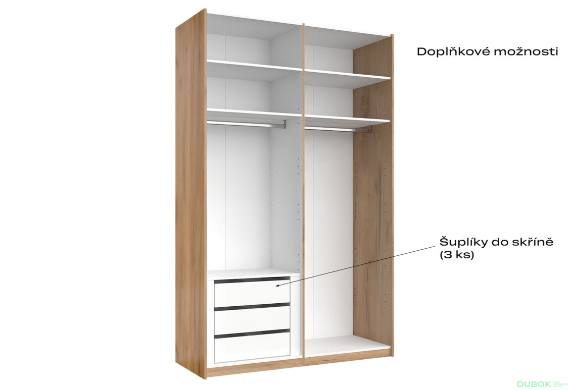 Fotografia 5 - Skriňa s posuvnými dverami 1,5x2,4m (Dvere Dub Kraft/Mat Láva), séria N Luna