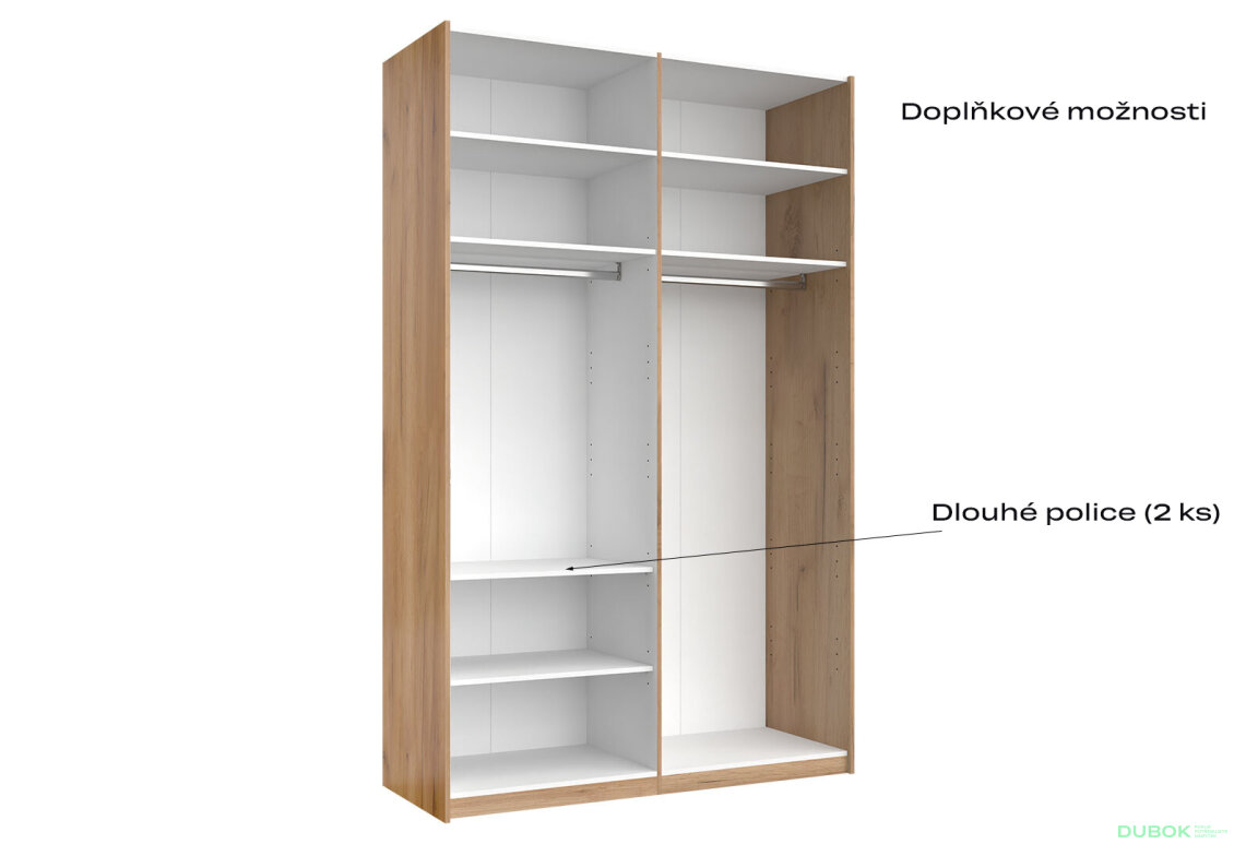 Fotografia 11 - Skriňa s posuvnými dverami 1,5x2,4m (Dvere Dub Kraft/Mat Láva), séria N Luna
