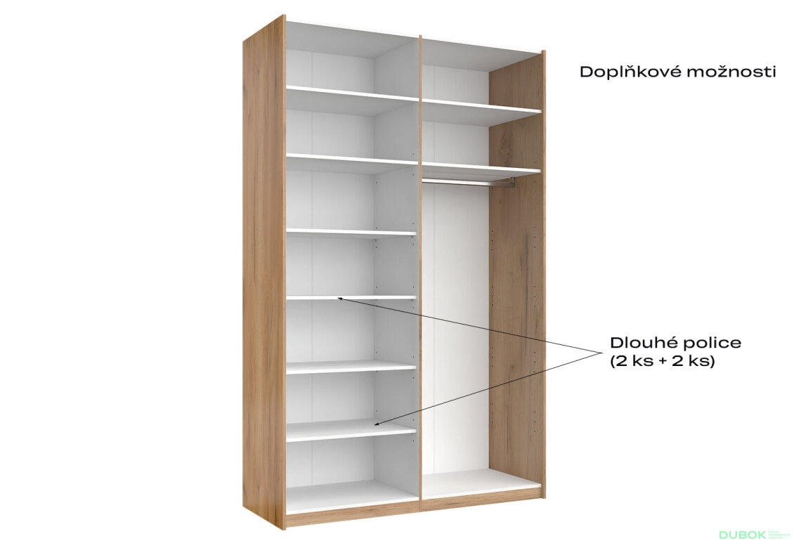 Fotografia 12 - Skriňa s posuvnými dverami 1,5x2,4m (Dvere Dub Kraft/Mat Láva), séria N Luna