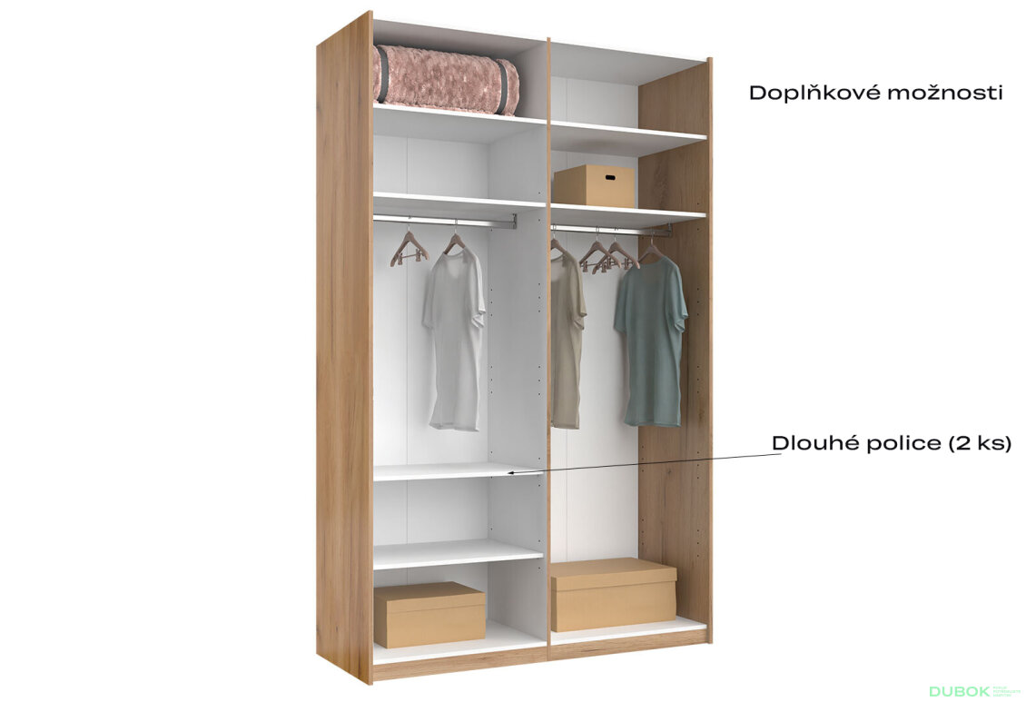 Fotografia 8 - Skriňa s posuvnými dverami 1,5x2,4m (Dvere Mat Láva/Zrkadlo), séria N Luna