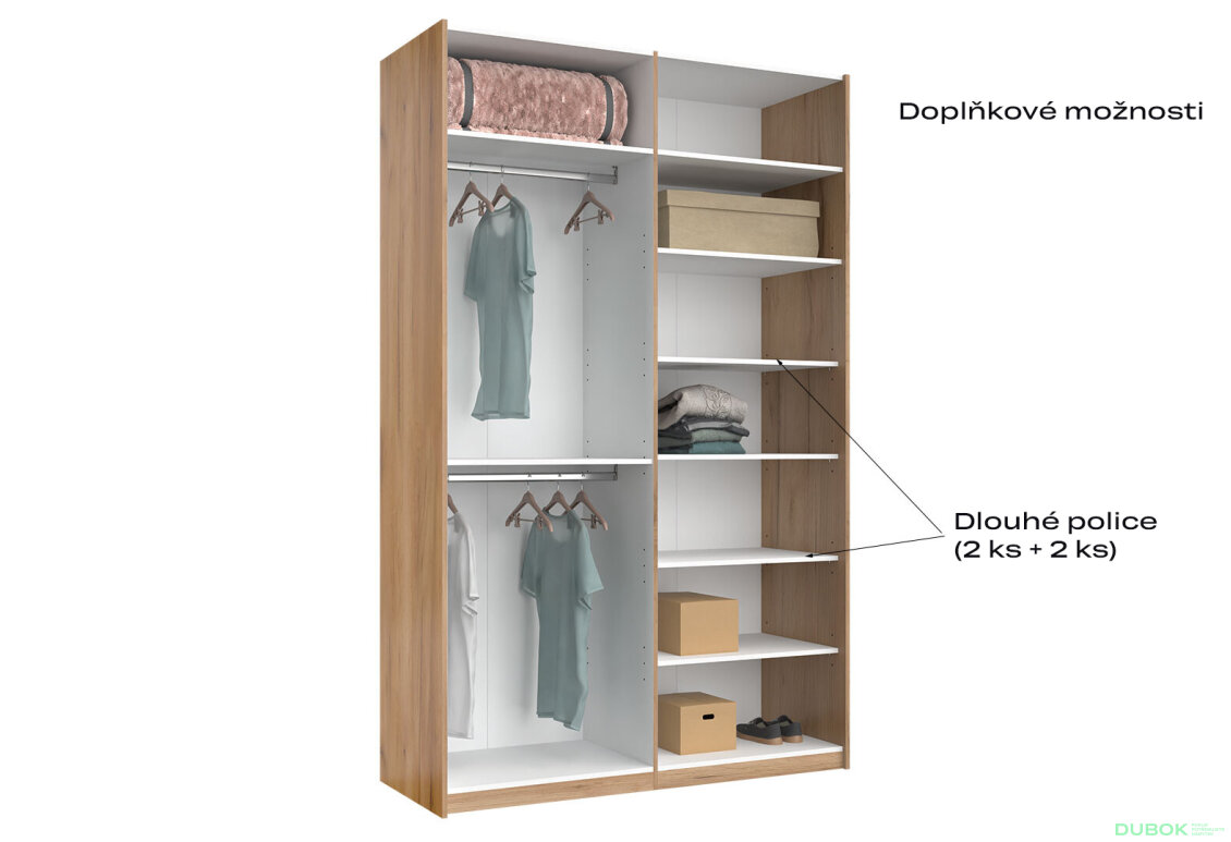 Fotografia 12 - Skriňa s posuvnými dverami 1,5x2,4m (Dvere Mat Láva/Zrkadlo), séria N Luna