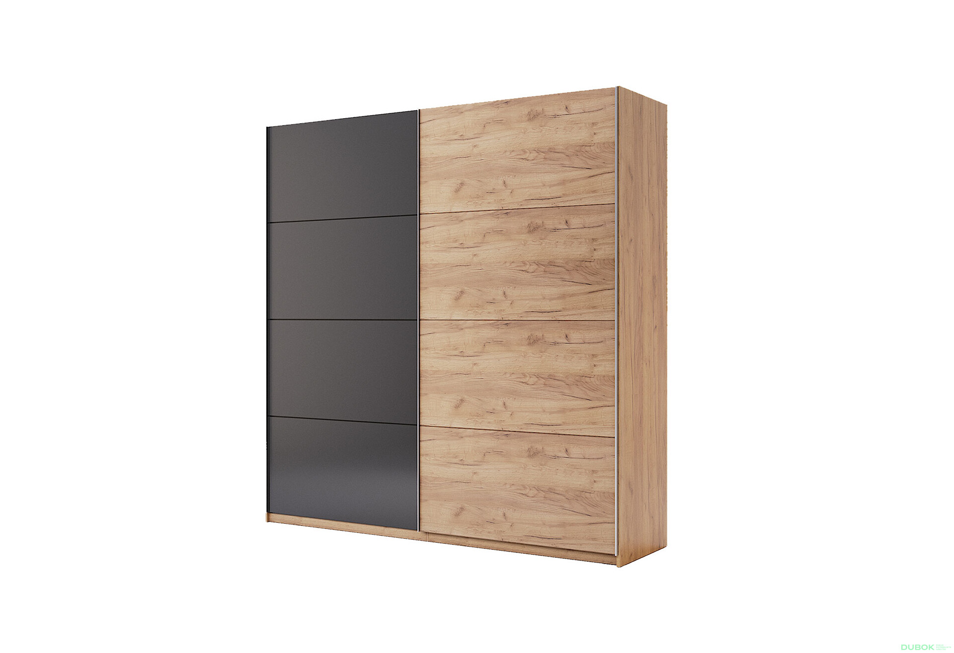 Skriňa s posuvnými dverami 2,0x2,1m (Dvere Dub Kraft/Mat Láva), séria N Luna - Fotografia 1 Fotografia 1 - Skriňa s posuvnými dverami 2,0x2,1m (Dvere Dub Kraft/Mat Láva), séria N Luna