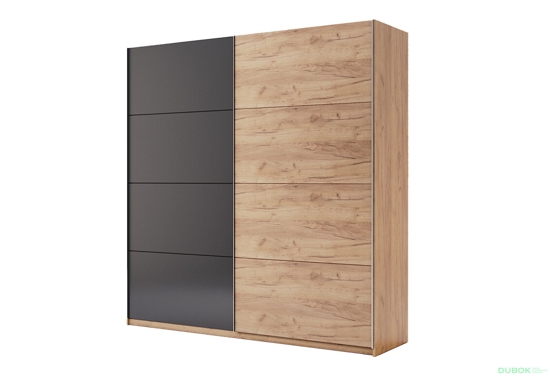 Skriňa s posuvnými dverami 2,0x2,1m (Dvere Dub Kraft/Mat Láva), séria N Luna