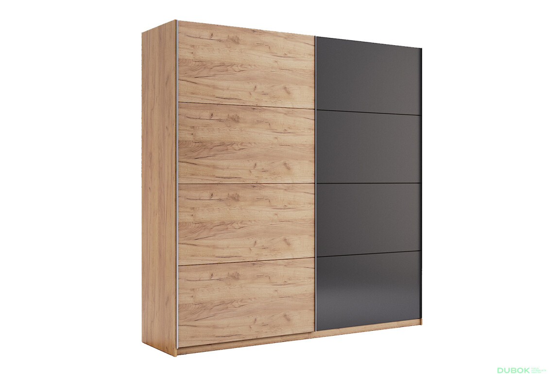 Skriňa s posuvnými dverami 2,0x2,1m (Dvere Dub Kraft/Mat Láva), séria N Luna - Fotografia 11 Fotografia 11 - Skriňa s posuvnými dverami 2,0x2,1m (Dvere Dub Kraft/Mat Láva), séria N Luna
