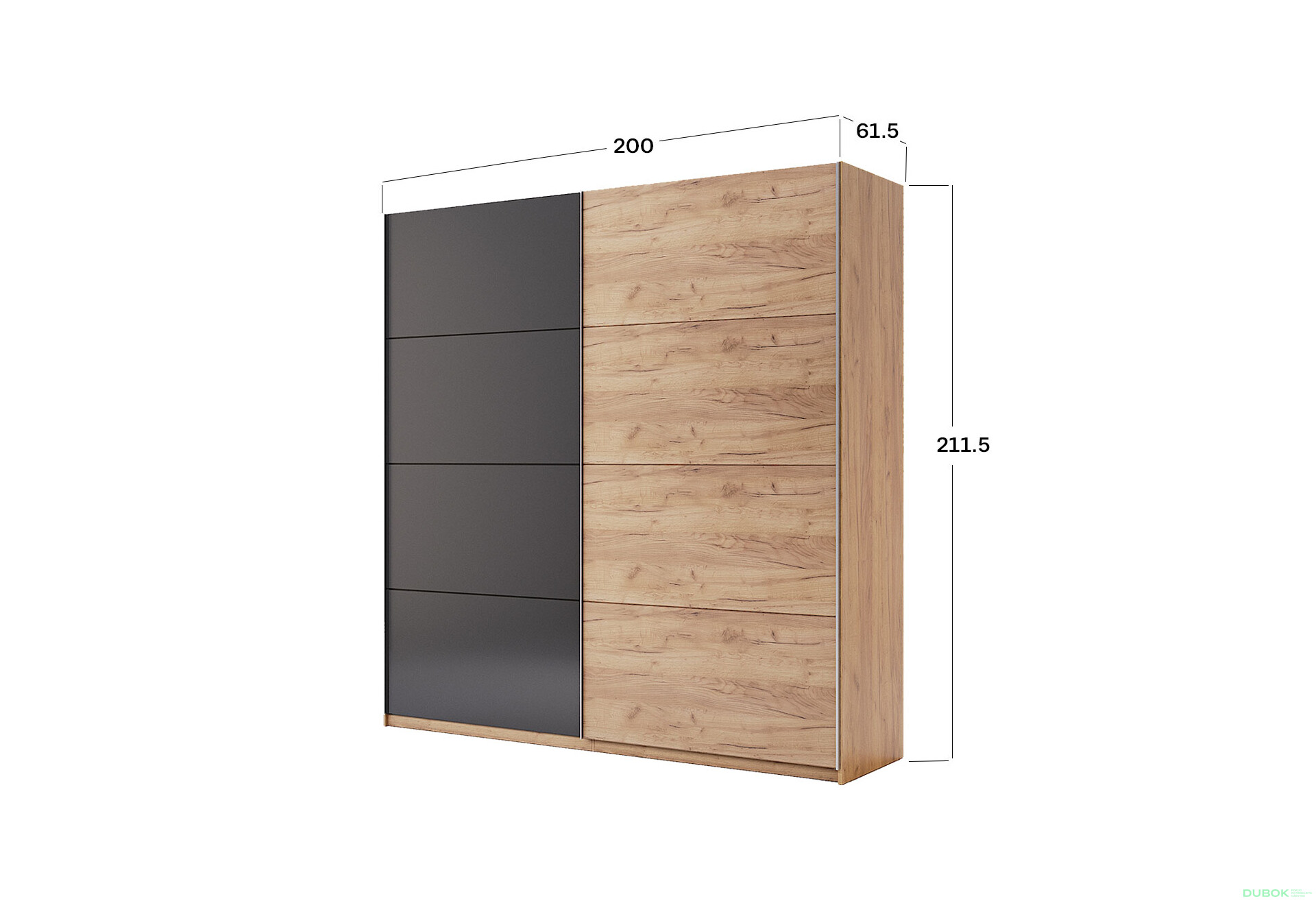 Fotografia 10 - Skriňa s posuvnými dverami 2,0x2,1m (Dvere Dub Kraft/Mat Láva), séria N Luna
