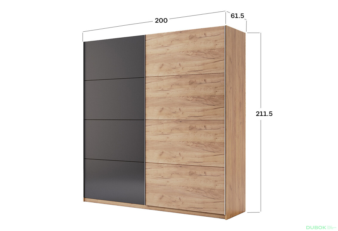 Fotografia 10 - Skriňa s posuvnými dverami 2,0x2,1m (Dvere Dub Kraft/Mat Láva), séria N Luna