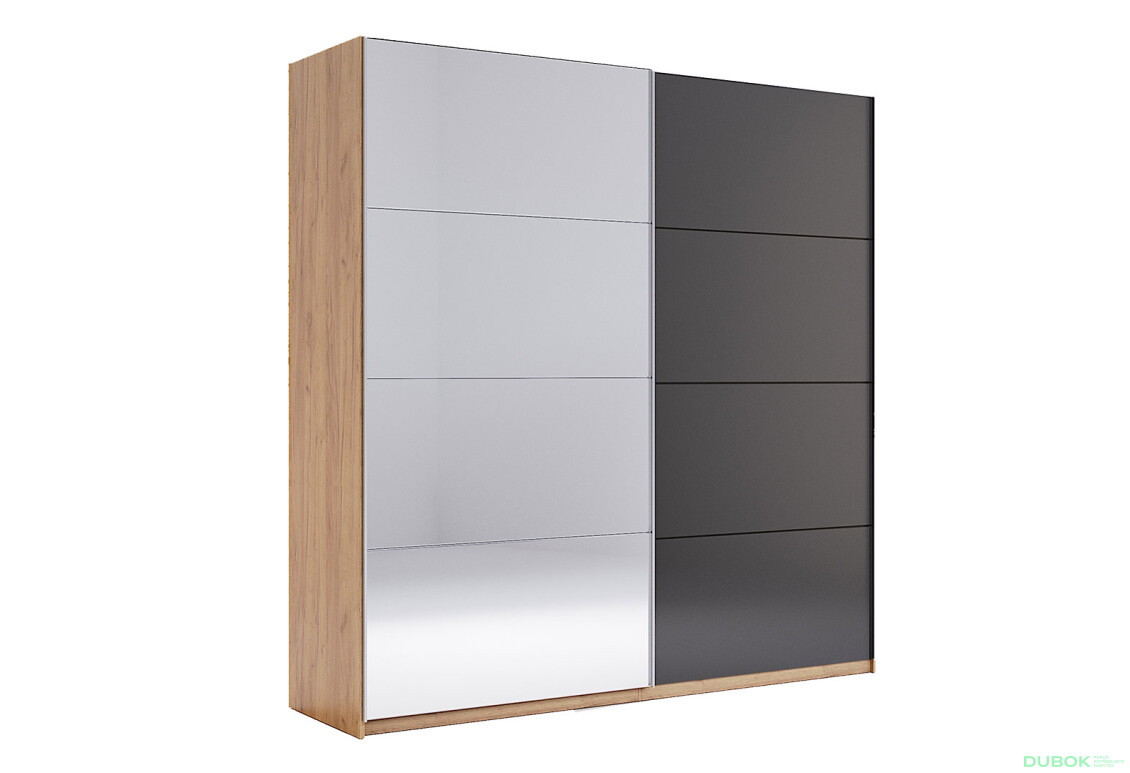 Skriňa s posuvnými dverami 2,0x2,1m (Dvere Mat Láva/Zrkadlo), séria N Luna - Fotografia 11 Fotografia 11 - Skriňa s posuvnými dverami 2,0x2,1m (Dvere Mat Láva/Zrkadlo), séria N Luna