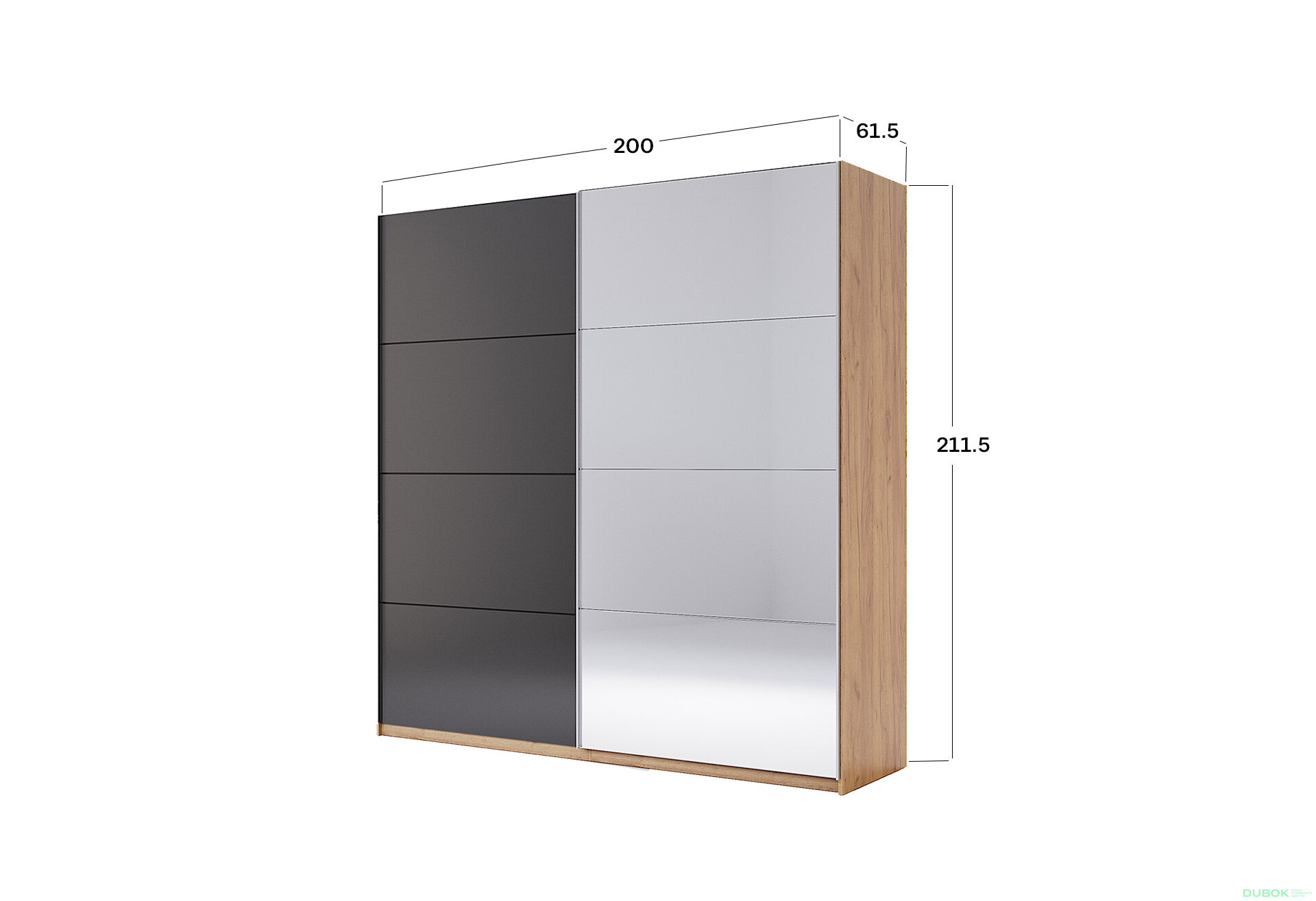 Fotografia 10 - Skriňa s posuvnými dverami 2,0x2,1m (Dvere Mat Láva/Zrkadlo), séria N Luna