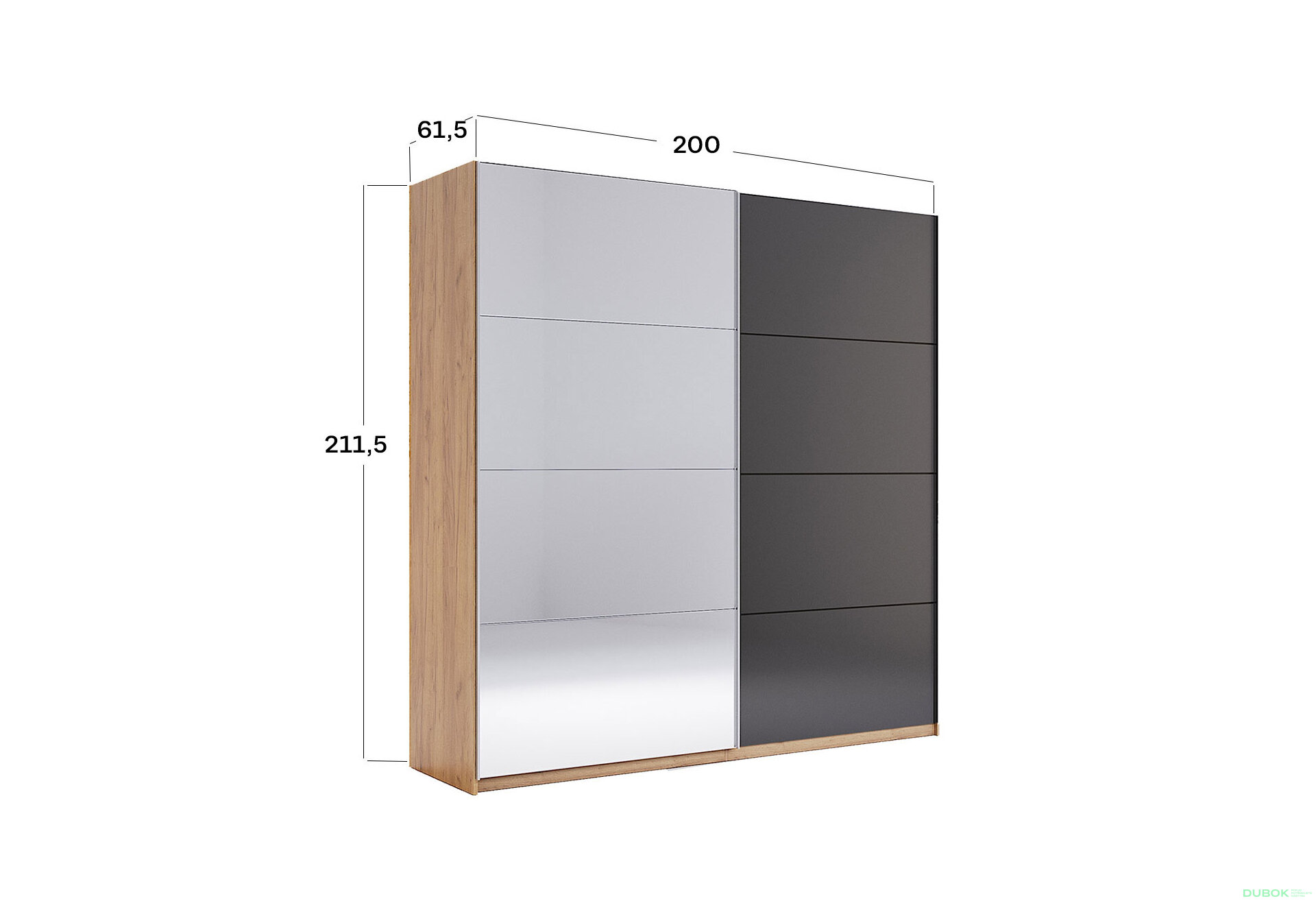 Fotografia 10 - Skriňa s posuvnými dverami 2,0x2,1m (Dvere Mat Láva/Zrkadlo), séria N Luna