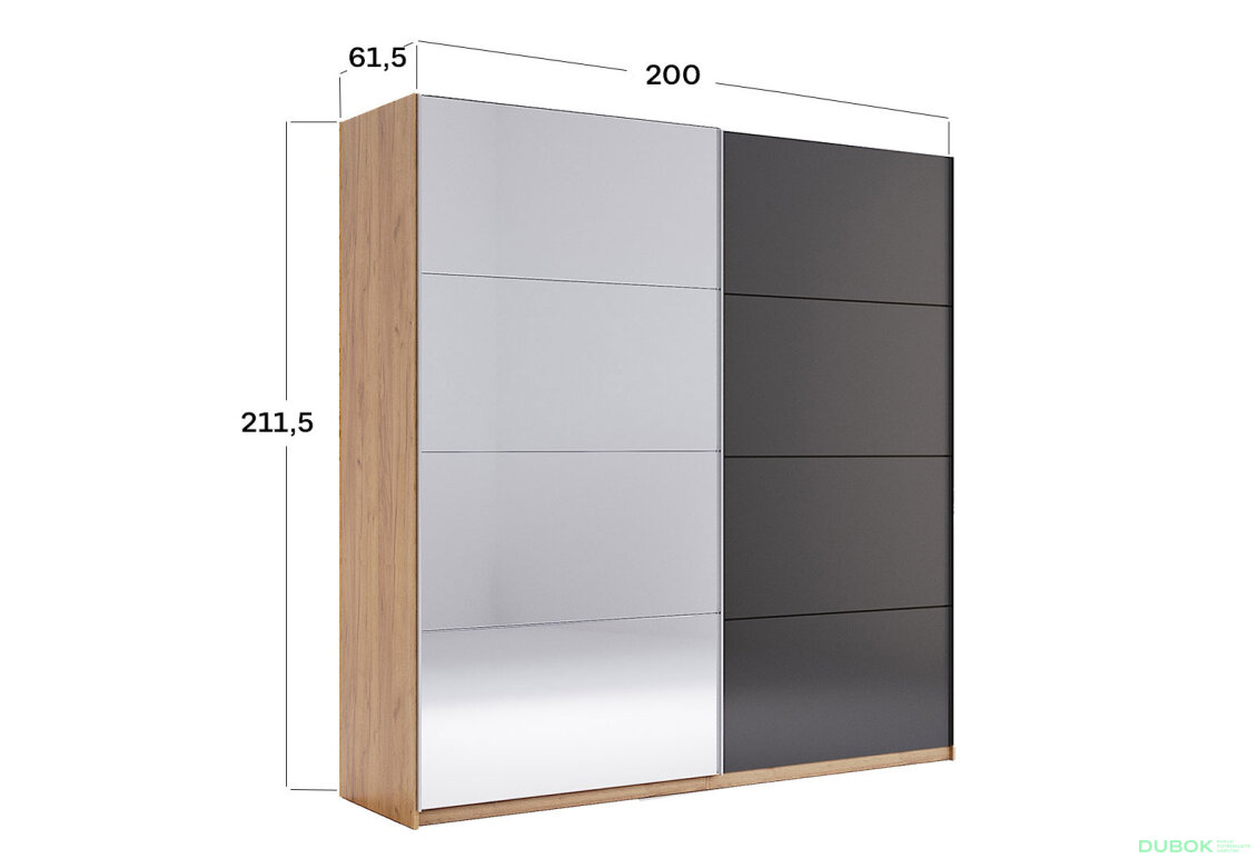 Fotografia 10 - Skriňa s posuvnými dverami 2,0x2,1m (Dvere Mat Láva/Zrkadlo), séria N Luna