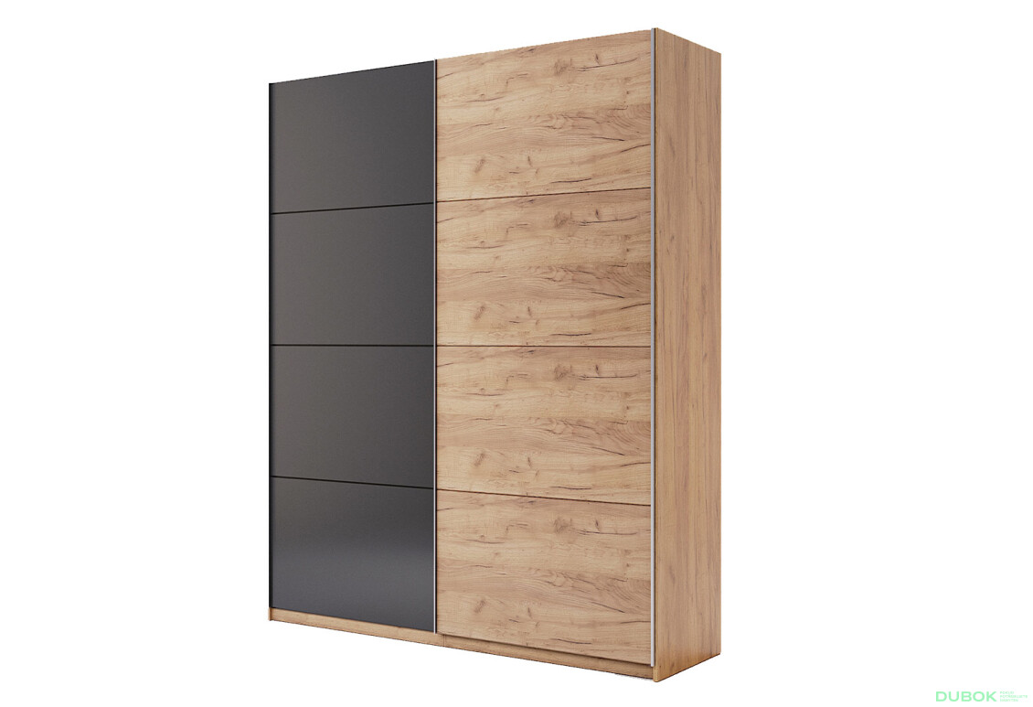 Skriňa s posuvnými dverami 2.0x2.4m (Dvere Dub Kraft/Mat Lava), séria N Luna - Fotografia 1 Fotografia 1 - Skriňa s posuvnými dverami 2.0x2.4m (Dvere Dub Kraft/Mat Lava), séria N Luna