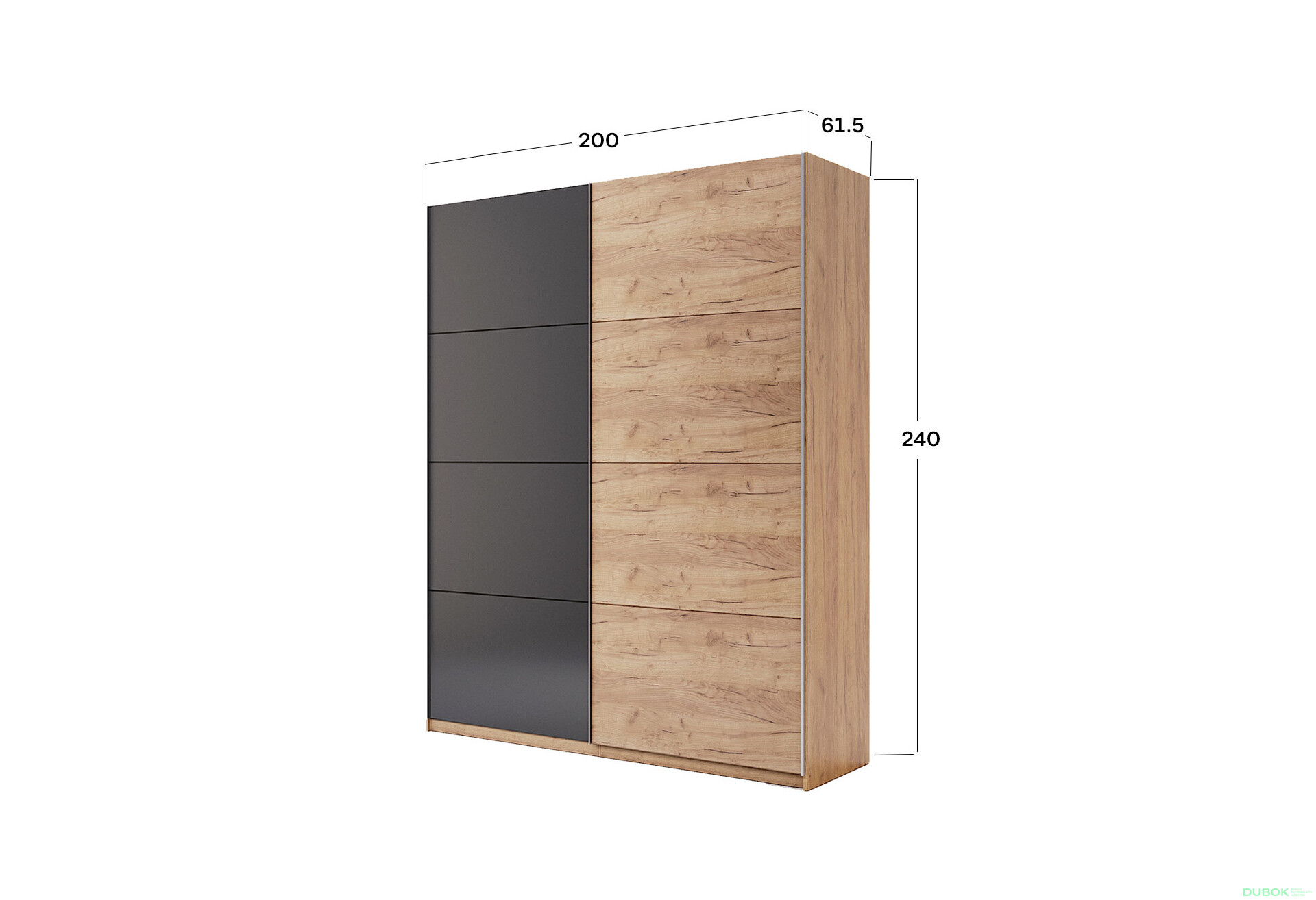 Fotografia 10 - Skriňa s posuvnými dverami 2.0x2.4m (Dvere Dub Kraft/Mat Lava), séria N Luna