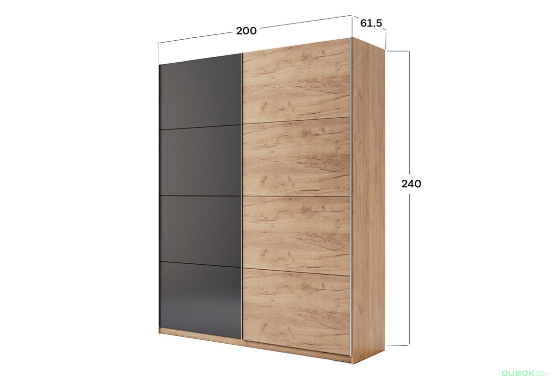Fotografia 10 - Skriňa s posuvnými dverami 2.0x2.4m (Dvere Dub Kraft/Mat Lava), séria N Luna