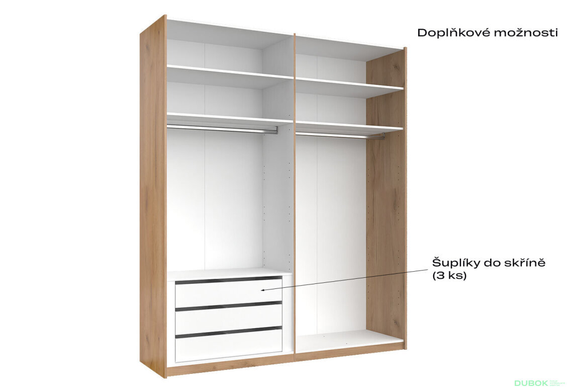 Fotografia 3 - Skriňa s posuvnými dverami 2.0x2.4m (Dvere Dub Kraft/Mat Lava), séria N Luna