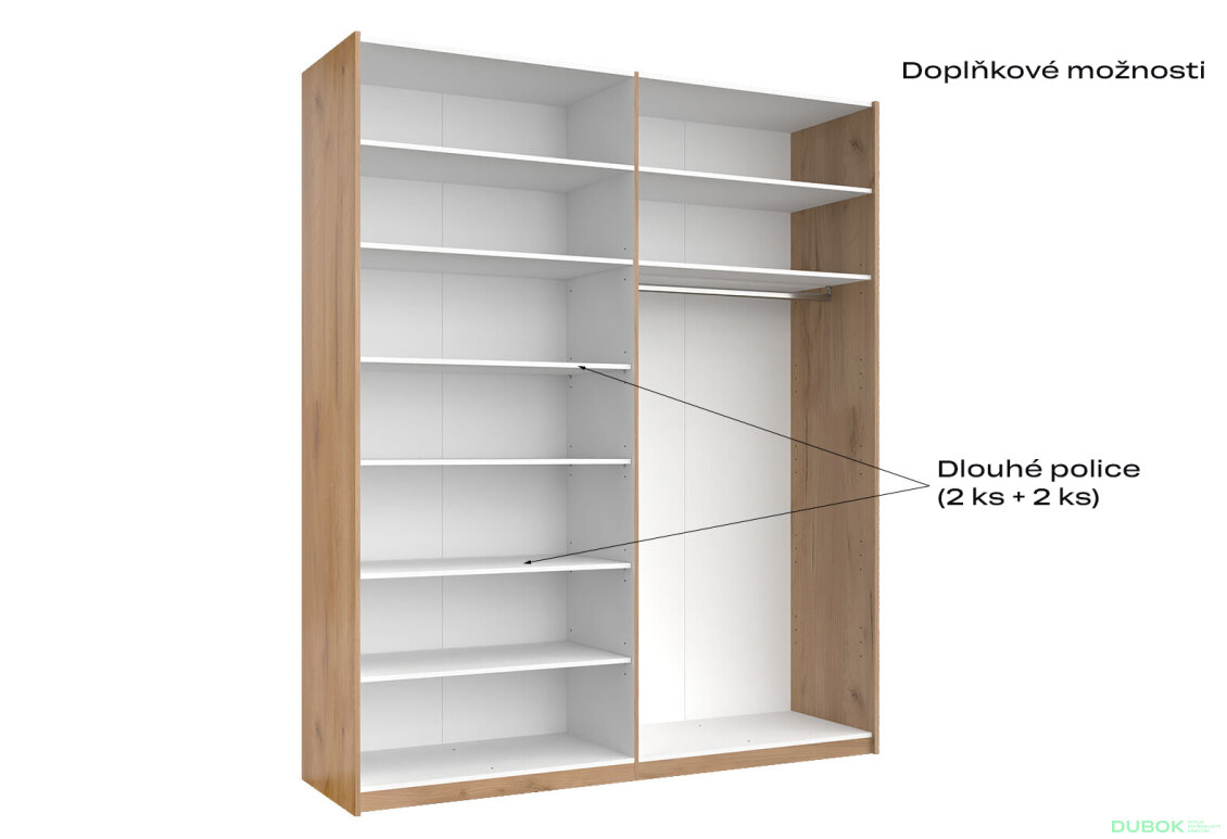 Fotografia 9 - Skriňa s posuvnými dverami 2.0x2.4m (Dvere Dub Kraft/Mat Lava), séria N Luna