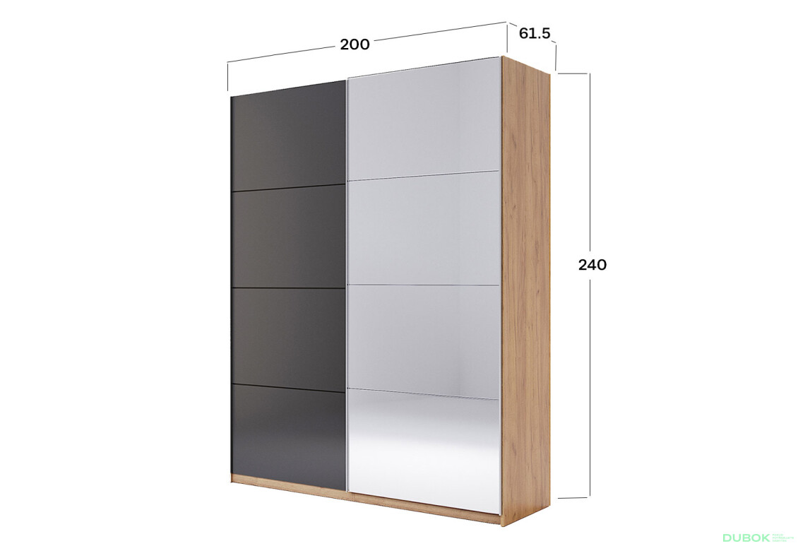 Skriňa s posuvnými dverami 2.0x2.4m (Dvere Mat Láva/Zrkadlo), séria N Luna - Fotografia 30 Fotografia 30 - Skriňa s posuvnými dverami 2.0x2.4m (Dvere Mat Láva/Zrkadlo), séria N Luna