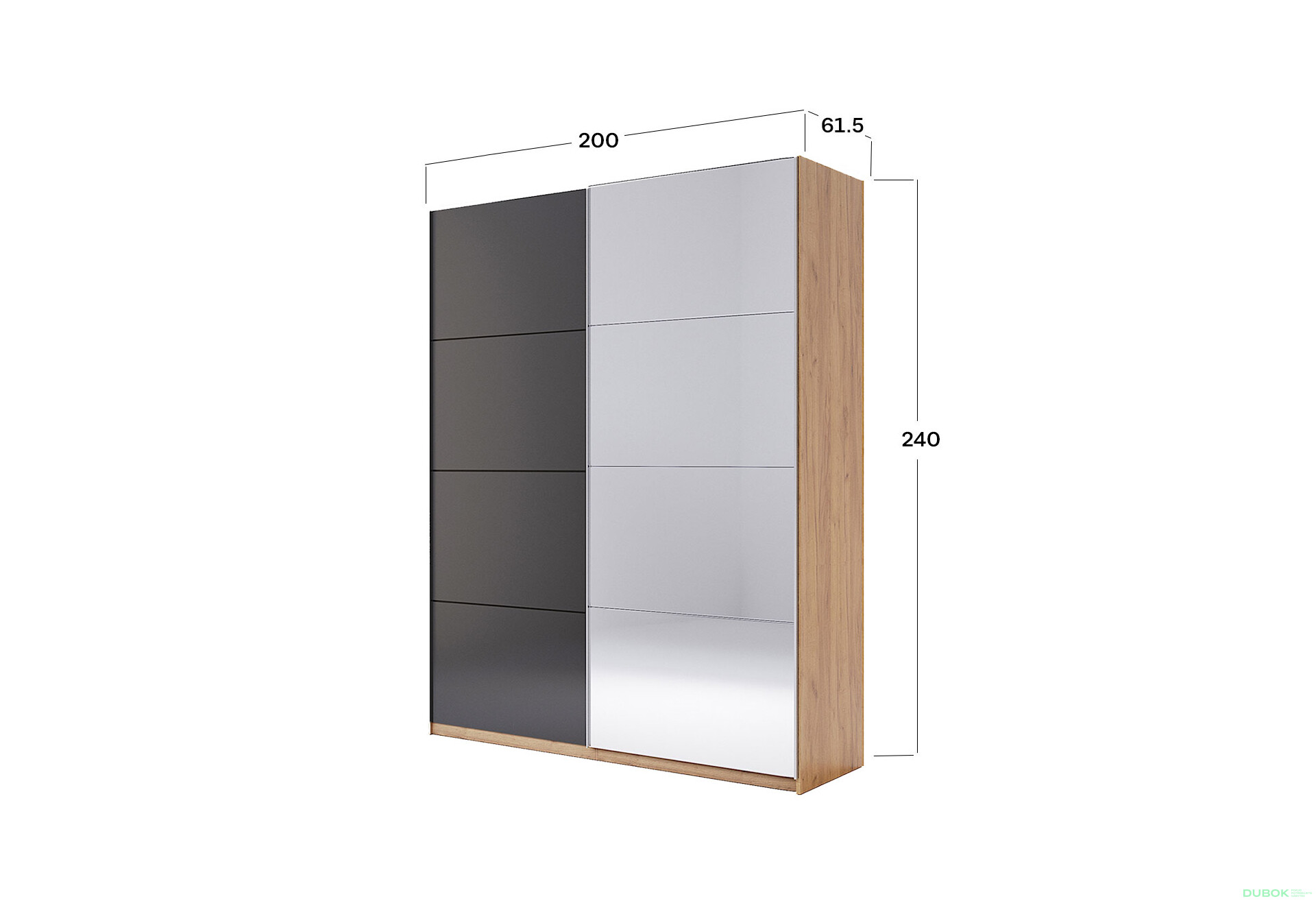 Fotografia 3 - Skriňa s posuvnými dverami 2.0x2.4m (Dvere Mat Láva/Zrkadlo), séria N Luna