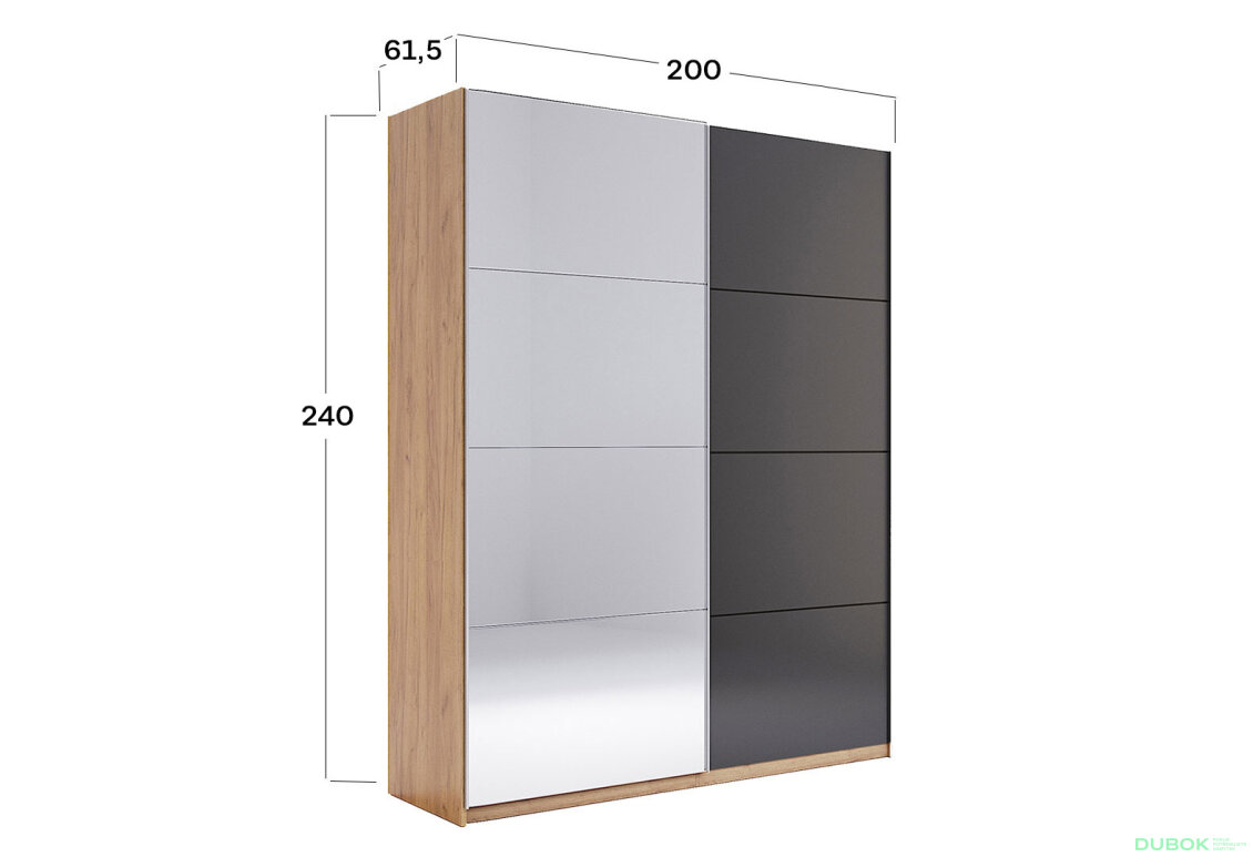 Fotografia 11 - Skriňa s posuvnými dverami 2.0x2.4m (Dvere Mat Láva/Zrkadlo), séria N Luna