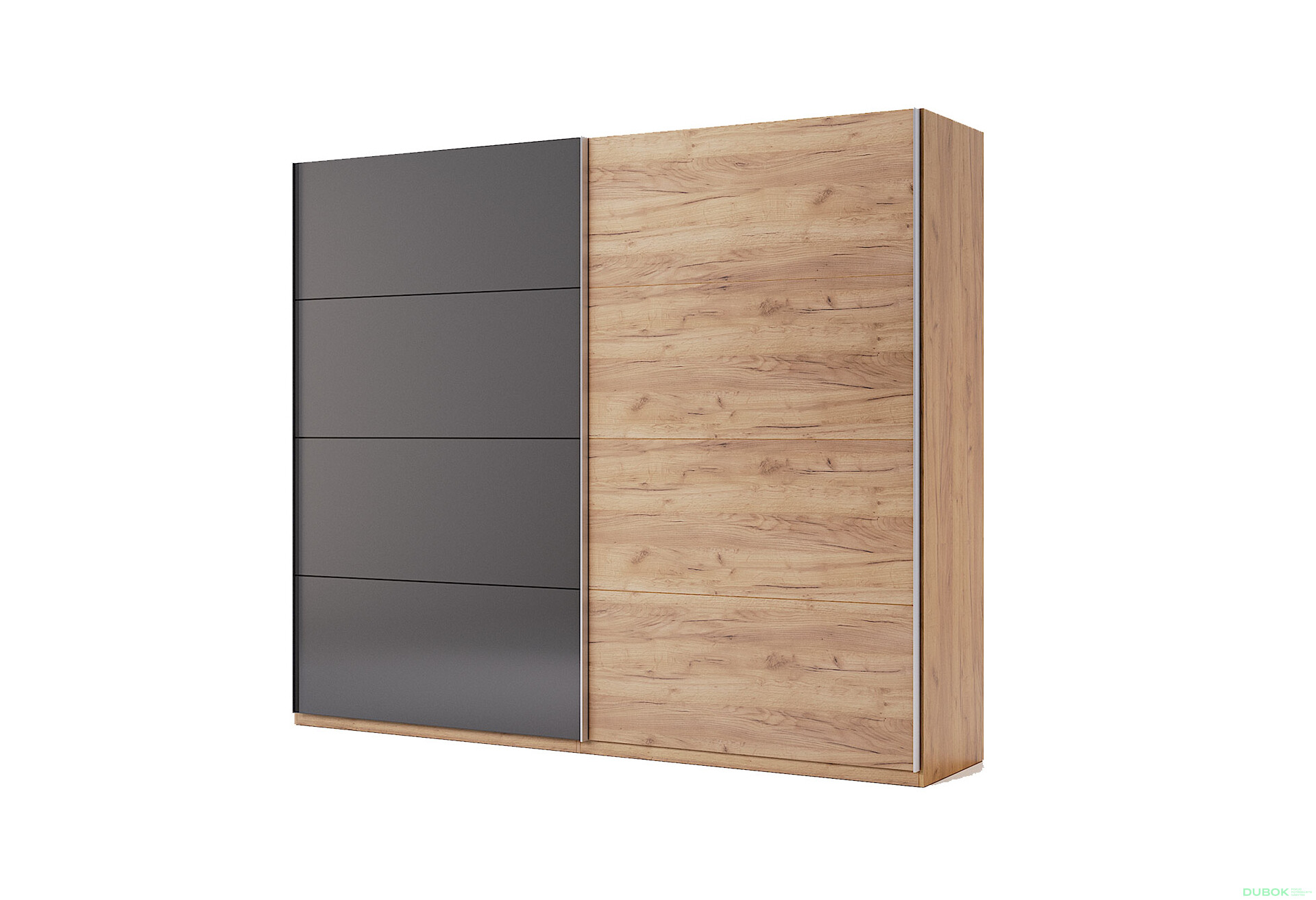Skriňa s posuvnými dverami 2,5x2,1m (Dvere Dub Kraft/Mat Láva), séria N Luna - Fotografia 1 Fotografia 1 - Skriňa s posuvnými dverami 2,5x2,1m (Dvere Dub Kraft/Mat Láva), séria N Luna