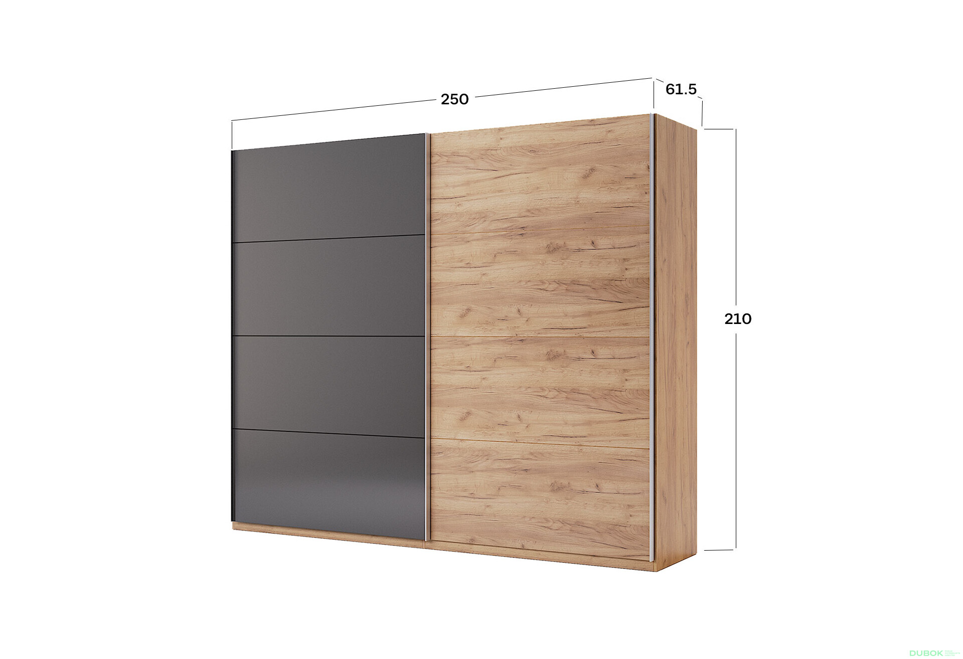 Skriňa s posuvnými dverami 2,5x2,1m (Dvere Dub Kraft/Mat Láva), séria N Luna - Fotografia 12 Fotografia 12 - Skriňa s posuvnými dverami 2,5x2,1m (Dvere Dub Kraft/Mat Láva), séria N Luna