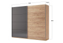 Skriňa s posuvnými dverami 2,5x2,1m (Dvere Dub Kraft/Mat Láva), séria N Luna - Fotografia 12 Fotografia 12 - Skriňa s posuvnými dverami 2,5x2,1m (Dvere Dub Kraft/Mat Láva), séria N Luna
