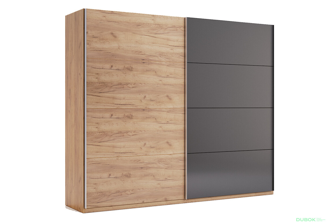 Skriňa s posuvnými dverami 2,5x2,1m (Dvere Dub Kraft/Mat Láva), séria N Luna - Fotografia 11 Fotografia 11 - Skriňa s posuvnými dverami 2,5x2,1m (Dvere Dub Kraft/Mat Láva), séria N Luna