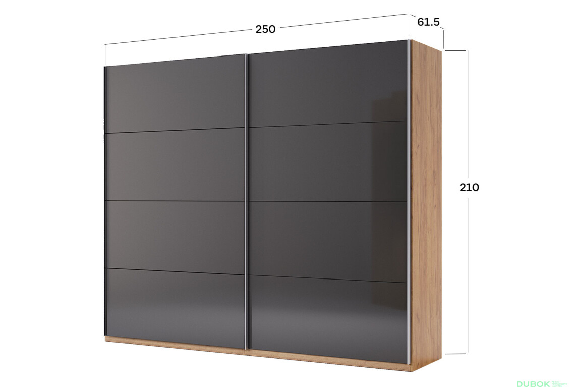 Skriňa s posuvnými dverami 2,5x2,1m (Dvere Mat Lava), séria N Luna - Fotografia 13 Fotografia 13 - Skriňa s posuvnými dverami 2,5x2,1m (Dvere Mat Lava), séria N Luna