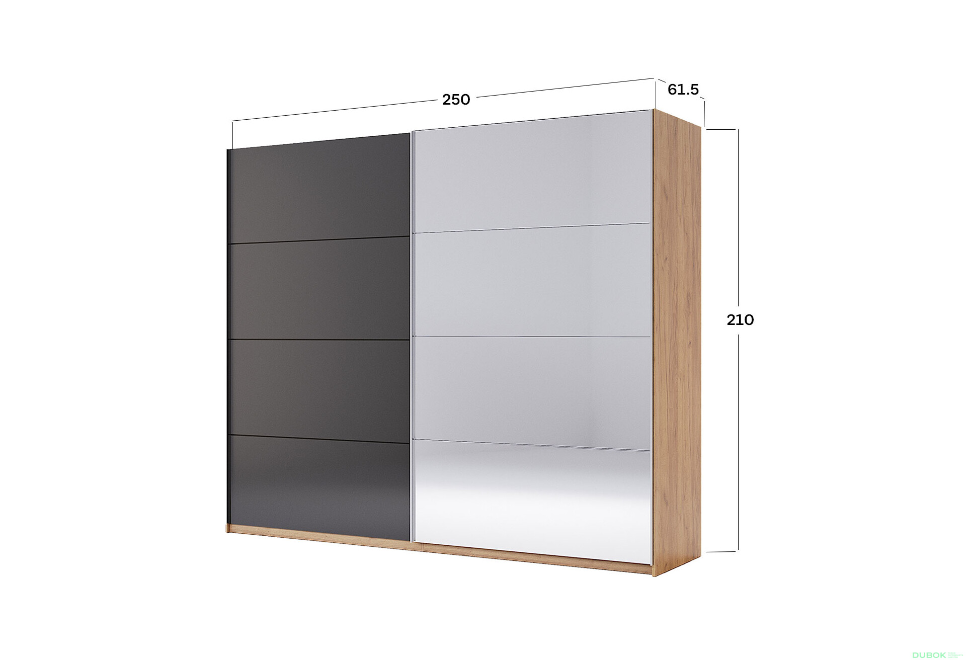 Skriňa s posuvnými dverami 2,5x2,1m (Dvere Mat Láva/Zrkadlo), séria N Luna - Fotografia 11 Fotografia 11 - Skriňa s posuvnými dverami 2,5x2,1m (Dvere Mat Láva/Zrkadlo), séria N Luna