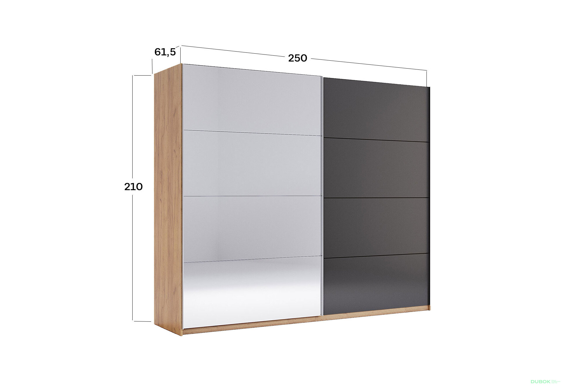 Fotografia 10 - Skriňa s posuvnými dverami 2,5x2,1m (Dvere Mat Láva/Zrkadlo), séria N Luna