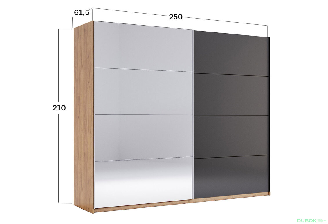 Fotografia 10 - Skriňa s posuvnými dverami 2,5x2,1m (Dvere Mat Láva/Zrkadlo), séria N Luna