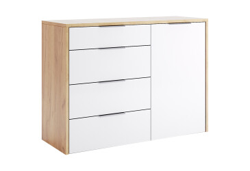 Komoda 1dv 4šx dub kraft / biela