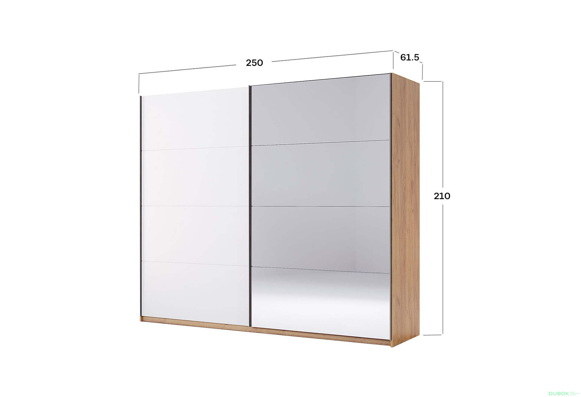 Skriňa s posuvnými dverami 2,5x2,1m (Dvere Lesklé Biele/Zrkadlo) séria N Asti - Fotografia 12 Fotografia 12 - Skriňa s posuvnými dverami 2,5x2,1m (Dvere Lesklé Biele/Zrkadlo) séria N Asti
