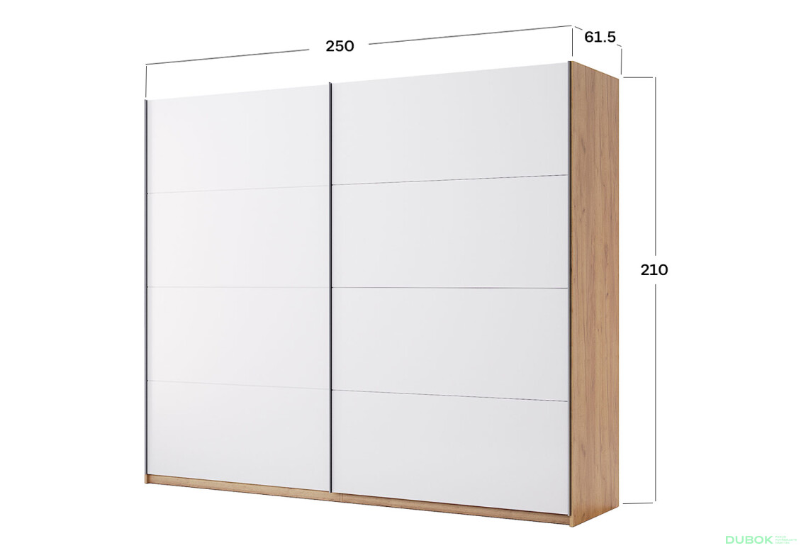 Skriňa s posuvnými dverami 2,5x2,1m (Dvere Lesklé Biele) séria N Asti - Fotografia 11 Fotografia 11 - Skriňa s posuvnými dverami 2,5x2,1m (Dvere Lesklé Biele) séria N Asti