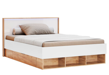 Posteľ Junior 1,2×2,0 so šuplíkmi, dub kraft / biela Asti