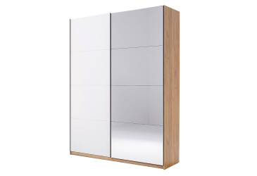 Skriňa s posuvnými dverami 2,0x2,4m (Dvere Lesklé Biele/Zrkadlo) séria N